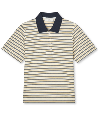 Mads Nørgaard - Light Terry Polo T-Shirt - Vanilla Ice/Sky Captain/Zinnia